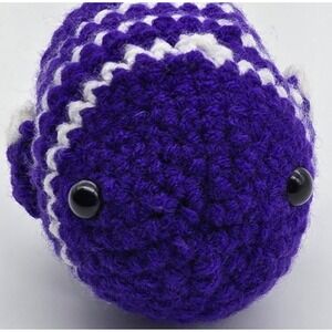 Crochet Handmade Fish Toy Purple White Safety Eyes‎ Amigurumi Soft Yarn 5.5"